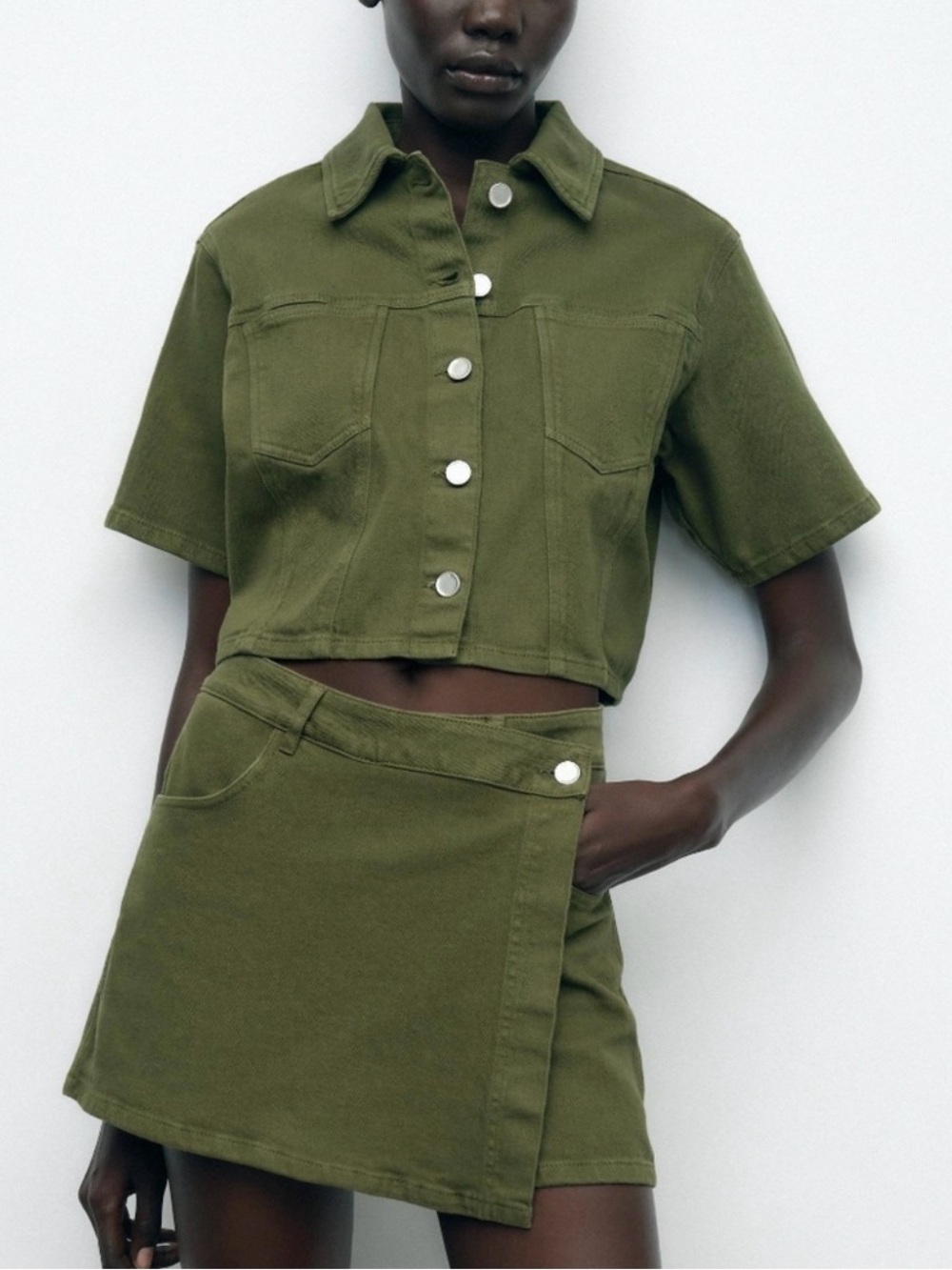 Zara olive green wrap skort NWT